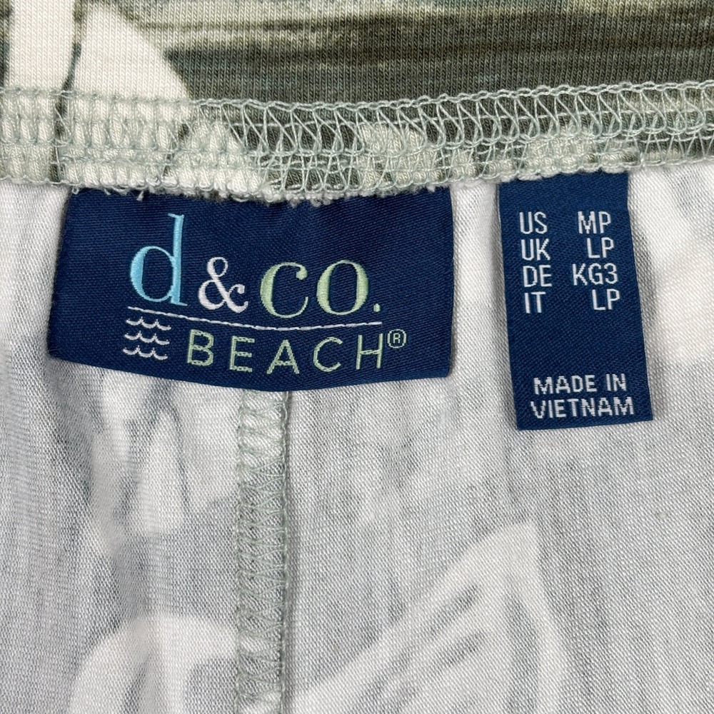 D&Co Beach Tropical Palm Leaf Lounge Set Womens M/L Green Capri Pants Pockets - Picture 8 of 16